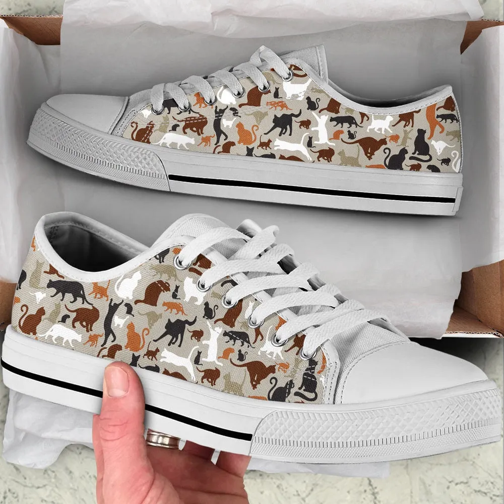 All Cats Pattern Sk Low Top Shoes - Cat Walking Shoes Men Women - Casual Shoes Gift For Adults, Cat Canvas Shoes