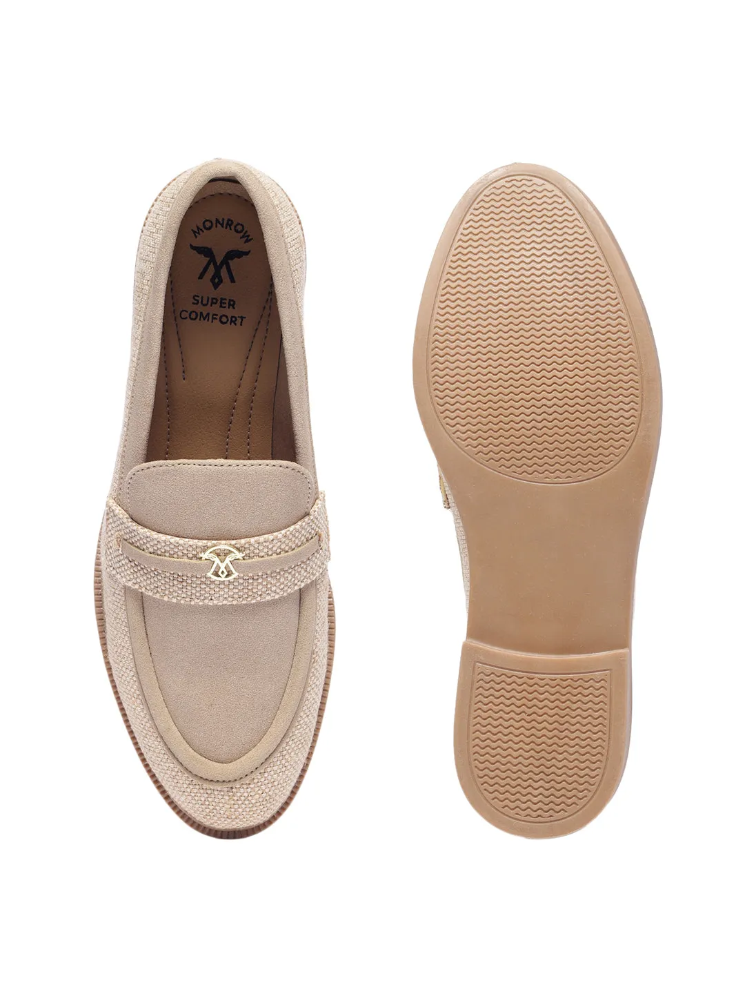 Angelia Beige Flat Loafers