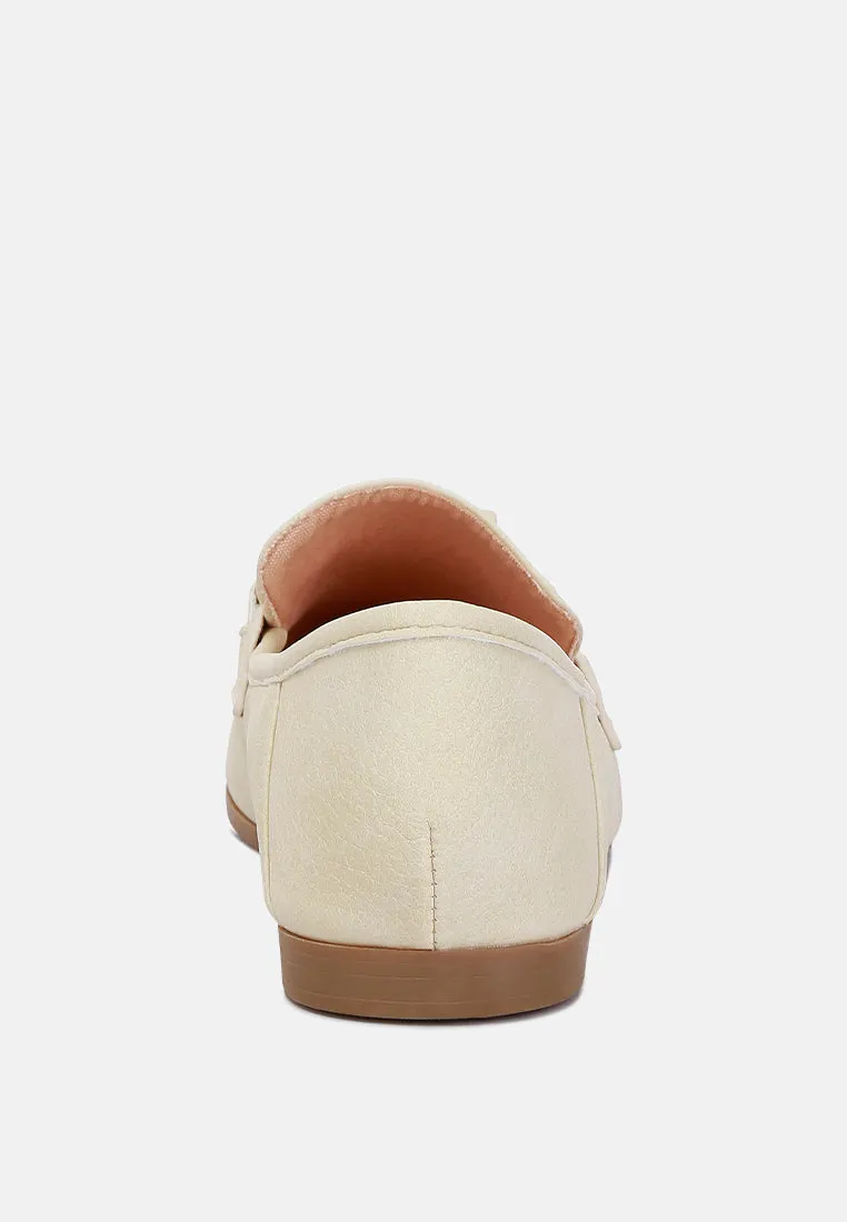 Asher Horsebit Embellished Loafers In Beige