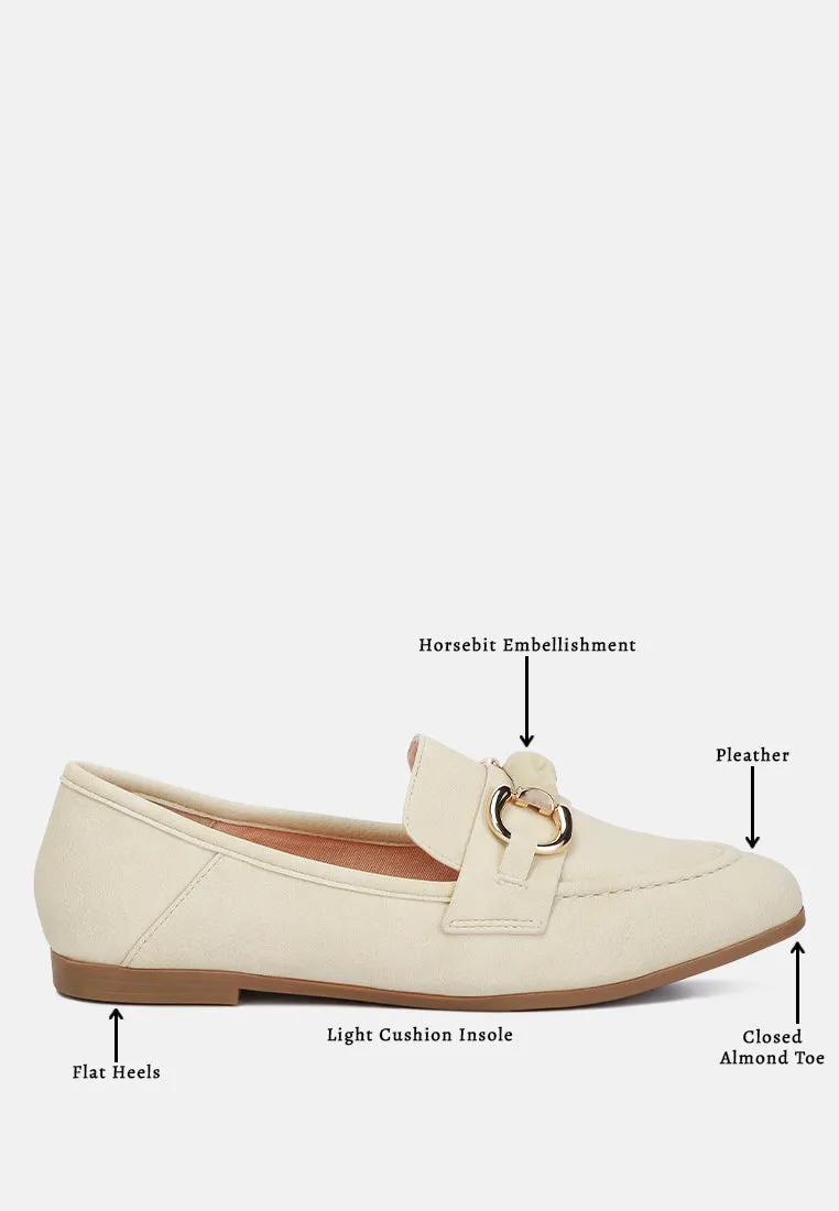 Asher Horsebit Embellished Loafers In Beige