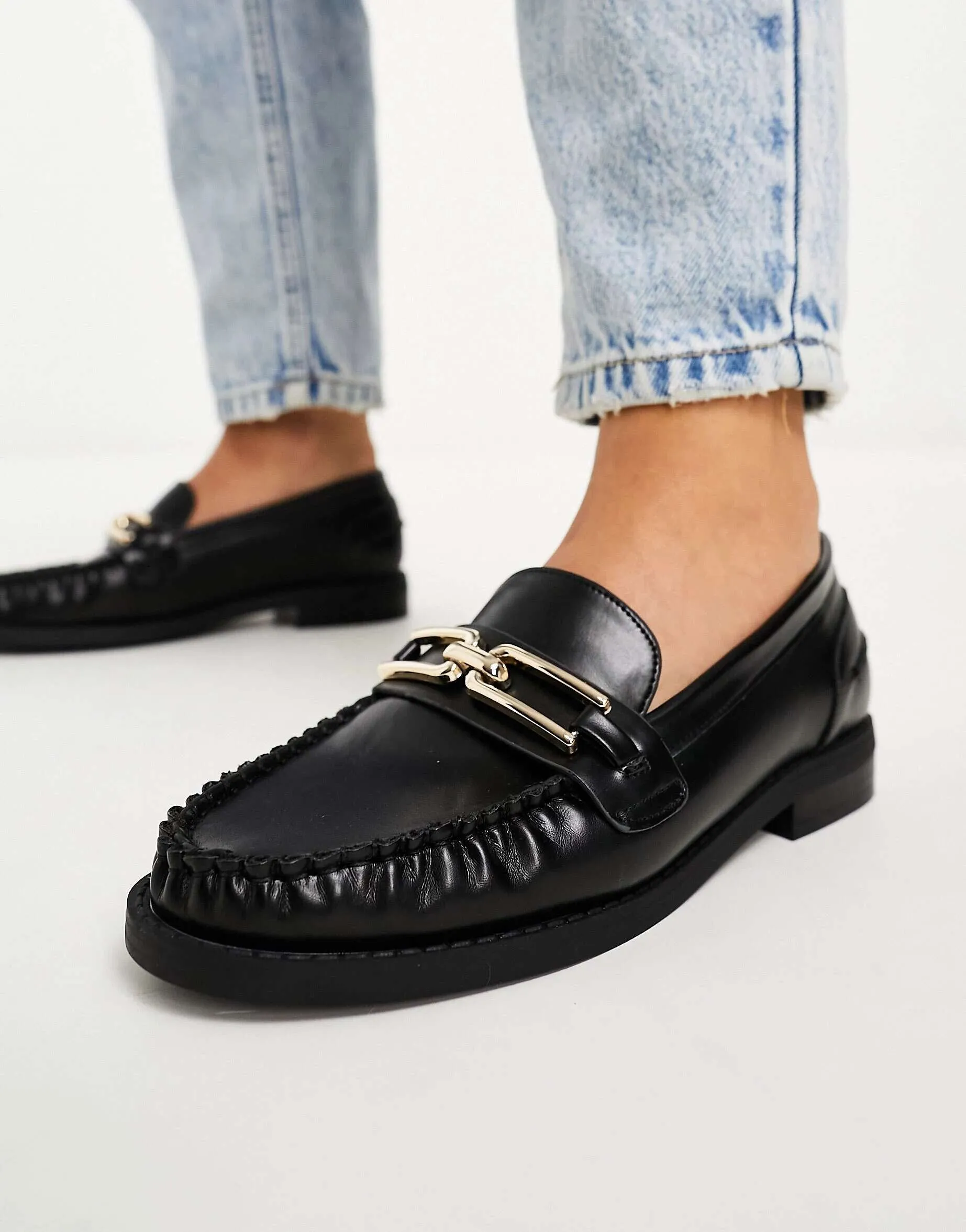 ASOS Melodic Slim Chain Loafers in Black