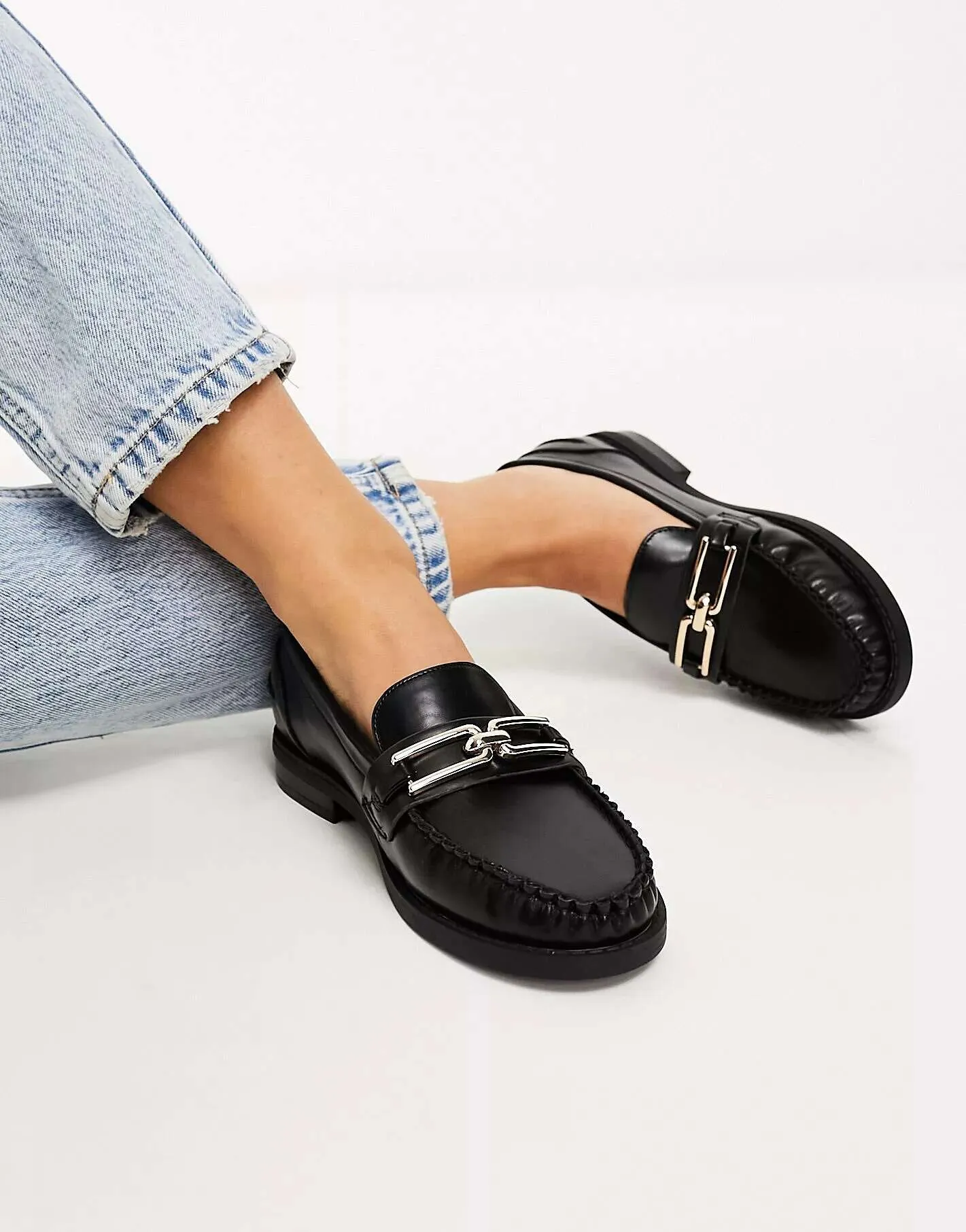 ASOS Melodic Slim Chain Loafers in Black