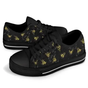 Bee Pattern Low Top Shoes, Animal Print Canvas Shoes, Print On Canvas Shoes