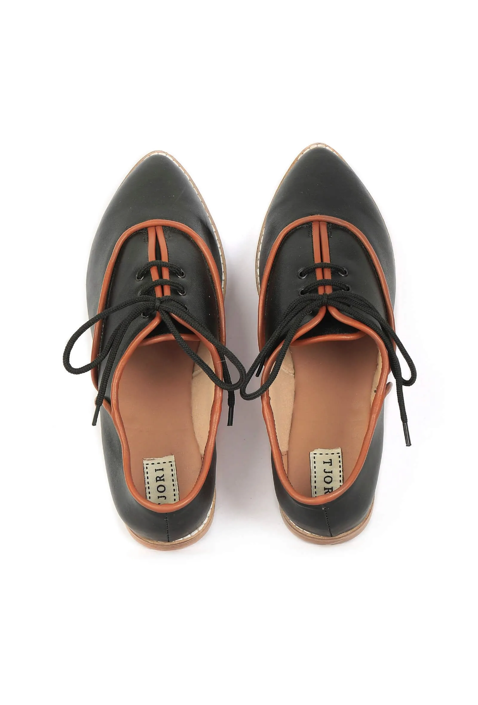 Black Color Block Oxford Shoes