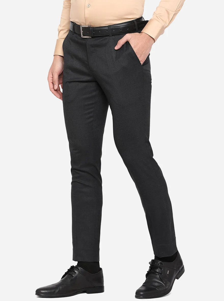 Black Solid Slim Fit Formal Trouser | JadeBlue