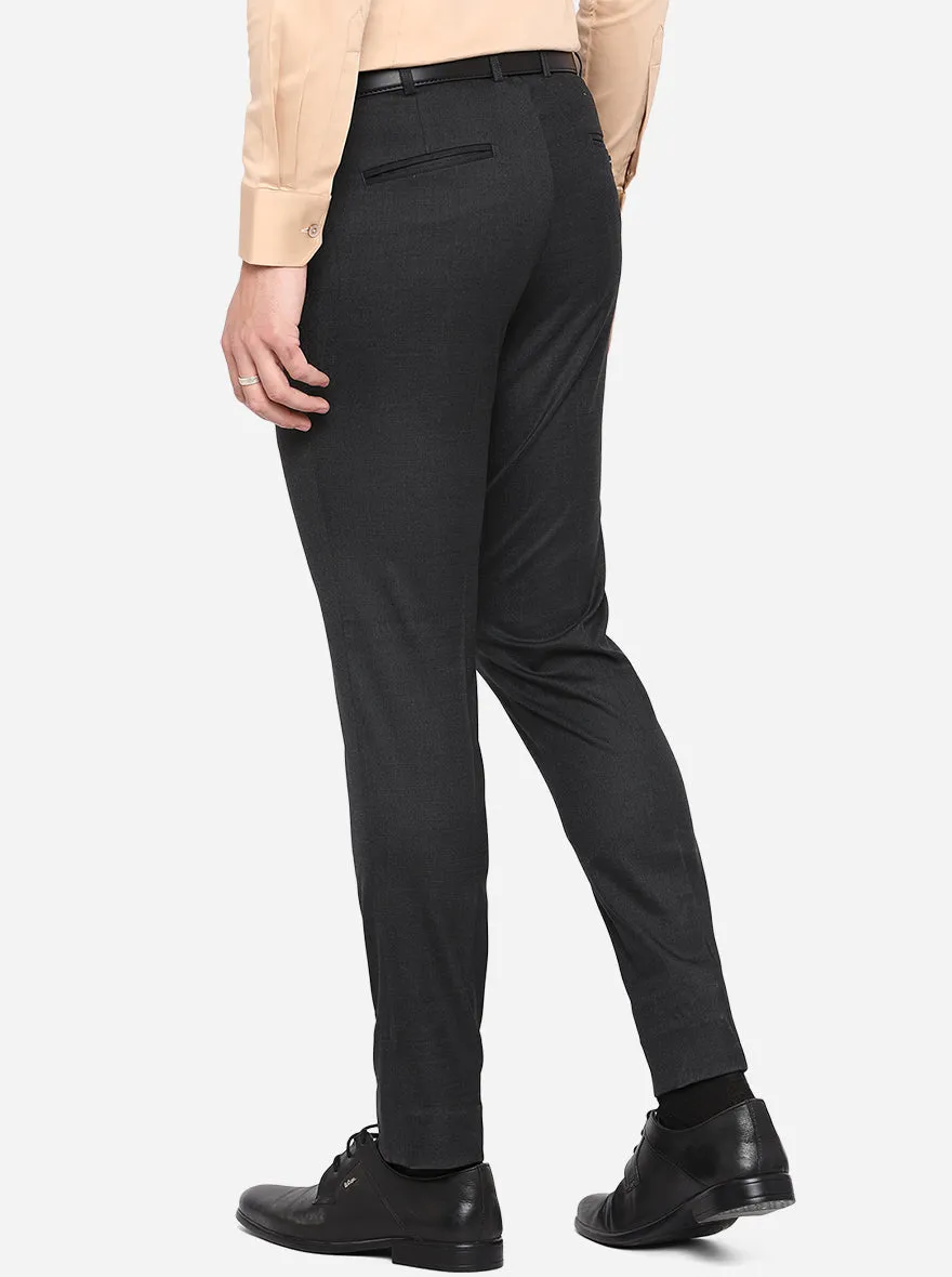 Black Solid Slim Fit Formal Trouser | JadeBlue