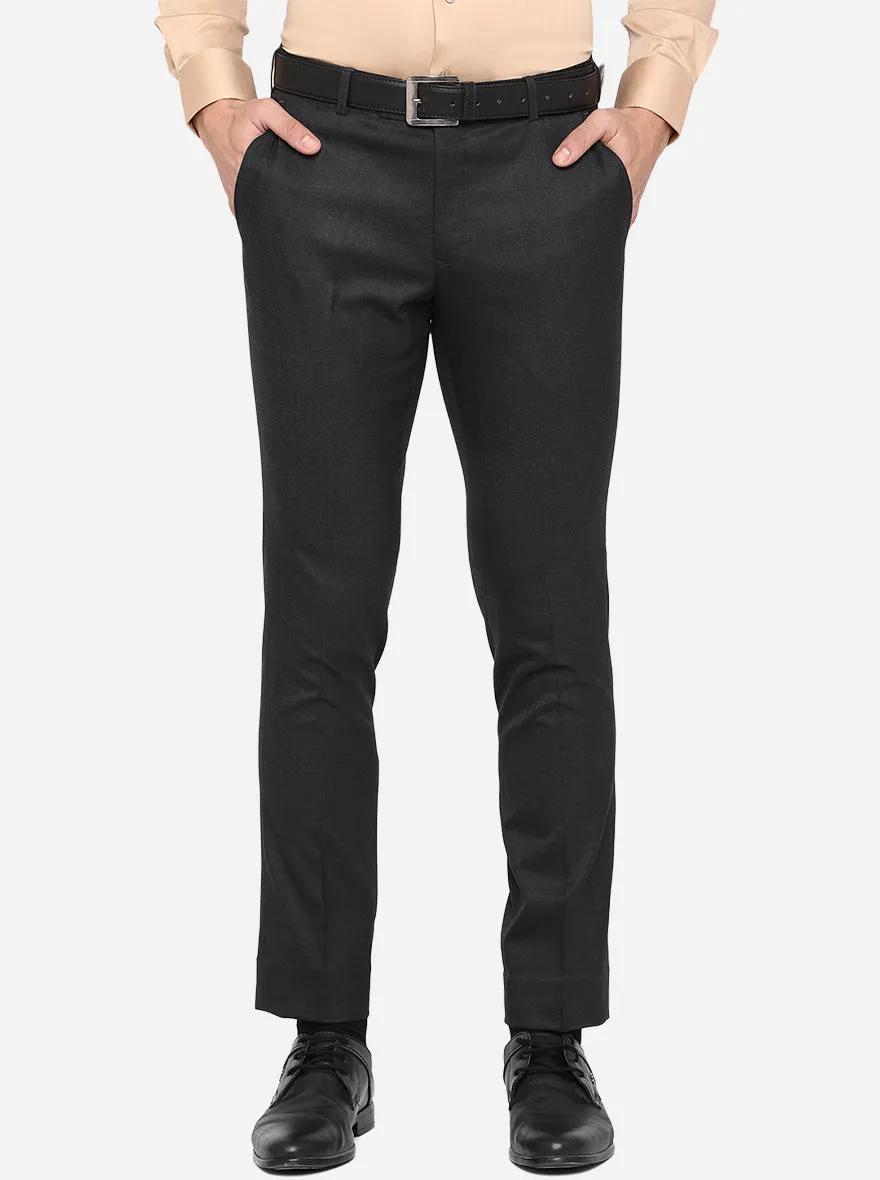 Black Solid Slim Fit Formal Trouser | JadeBlue