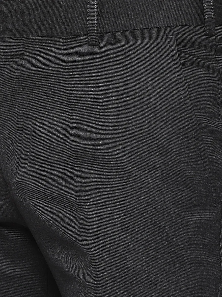 Black Solid Slim Fit Formal Trouser | JadeBlue