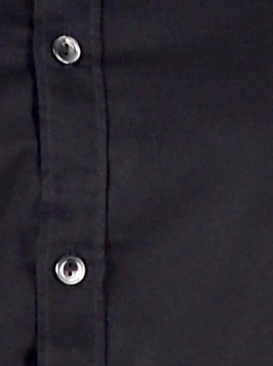 Black Solid Slim Fit Party Wear Shirt | JB Studio