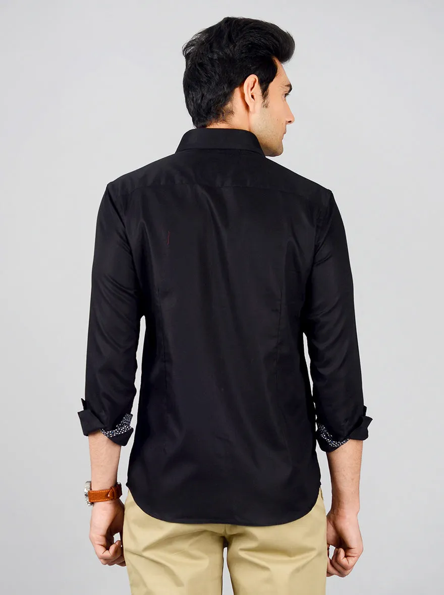 Black Solid Slim Fit Party Wear Shirt | JB Studio