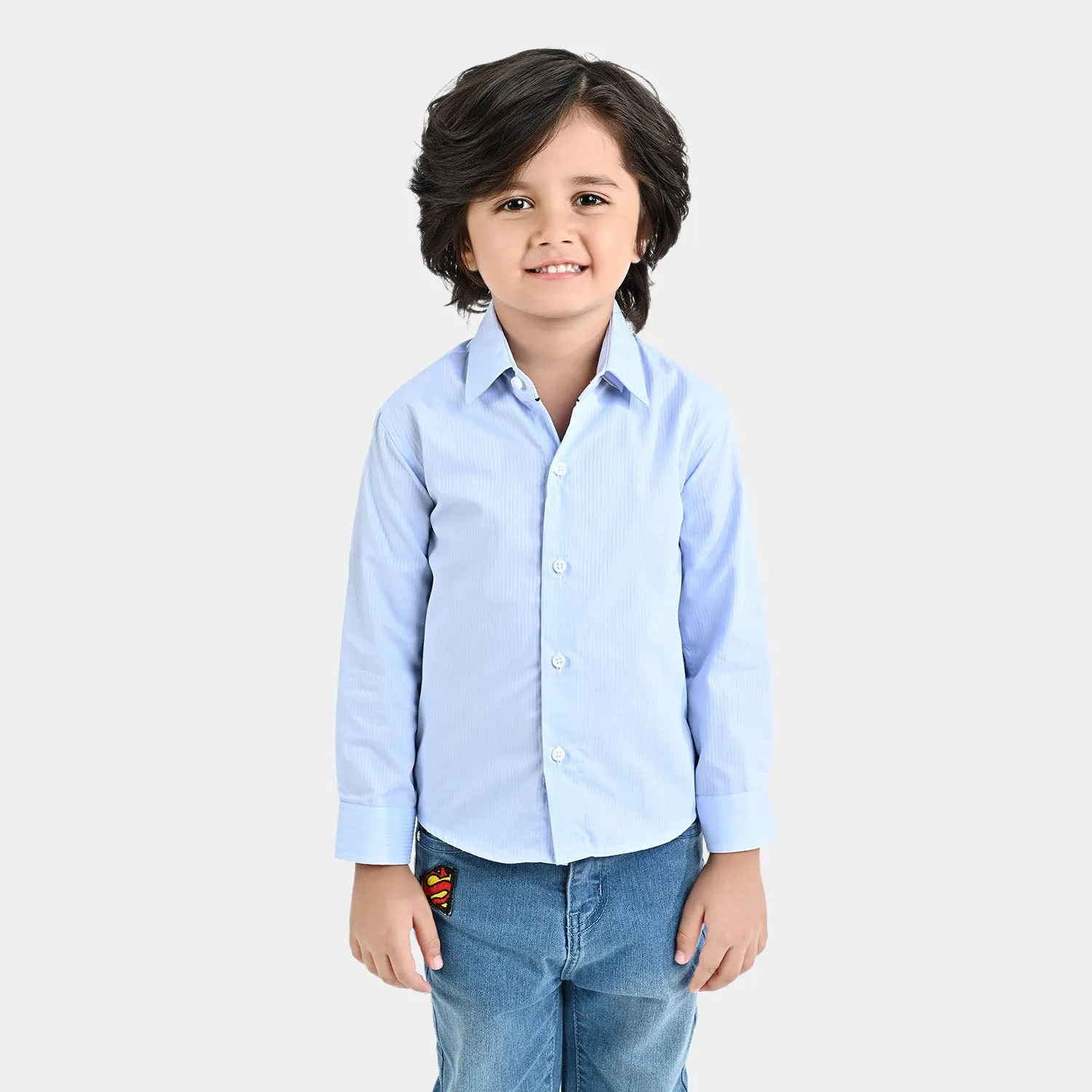 Boys Oxford Full Sleeves Formal Shirt-L/BLUE