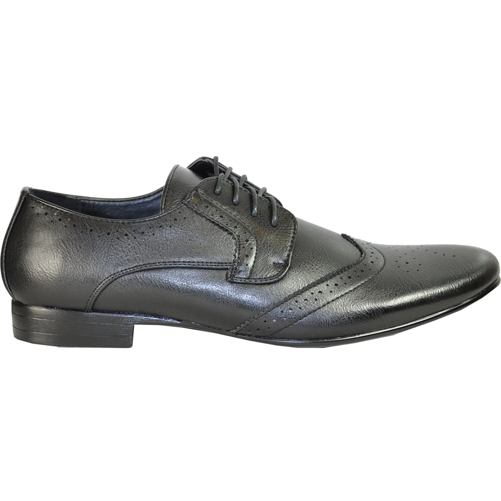 BRAVO Men Dress Shoe KLEIN-4 Wingtip Oxford Shoe Black