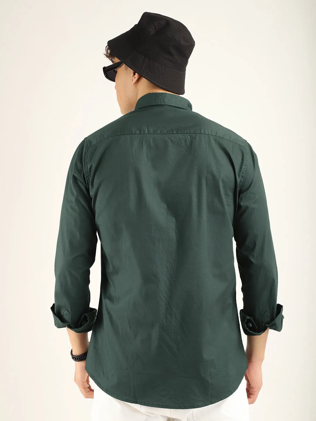 Calista Dark Green Mandarin Shirt