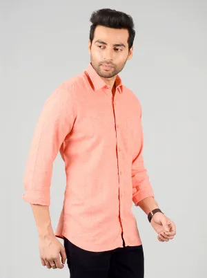 Camellia Orange Solid Slim Fit Casual Shirt | JadeBlue