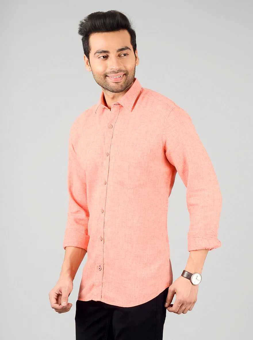 Camellia Orange Solid Slim Fit Casual Shirt | JadeBlue