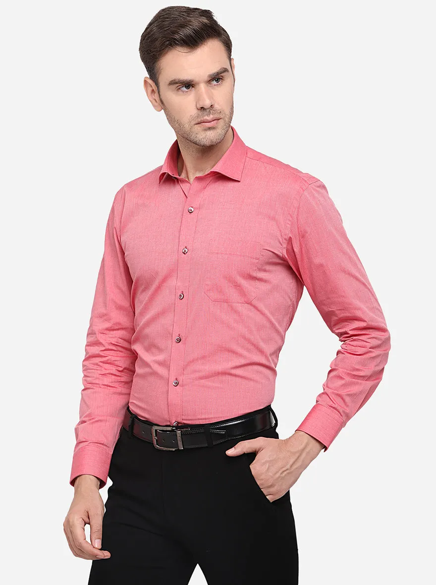 Carrot Pink Solid Regular Fit Formal Shirt | Greenfibre