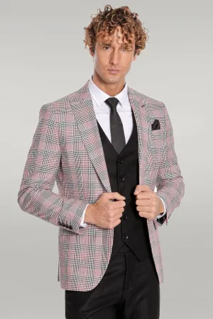 Checked Slim Fit Burgundy Men Suit - Wessi