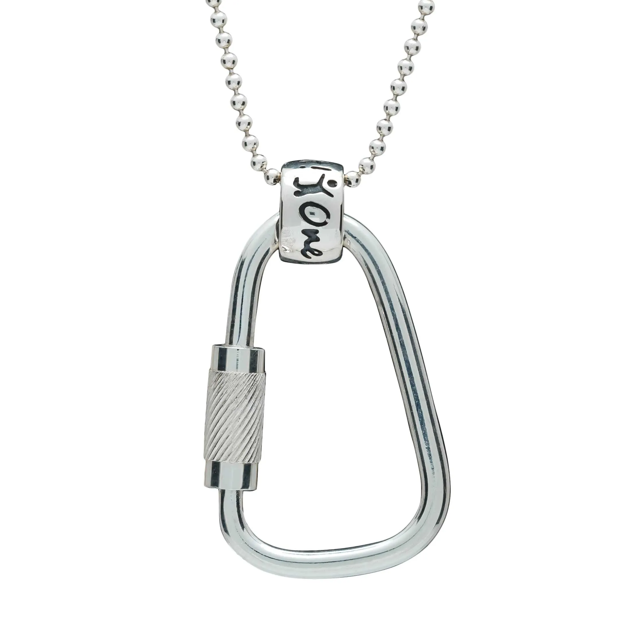 Climbing Carabiner One Life, Live It Silver Necklace