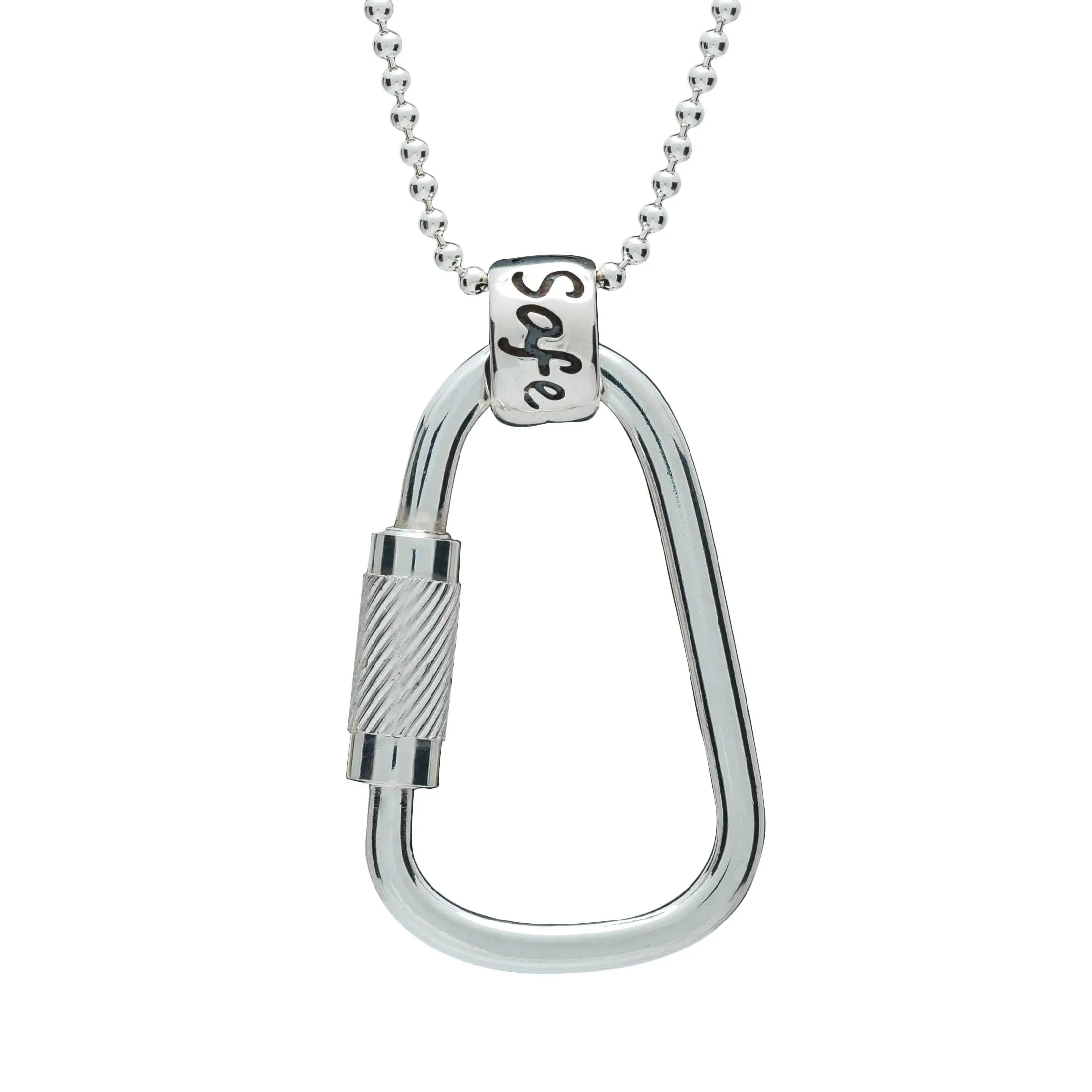 Climbing Carabiner Travel Safe Silver Necklace