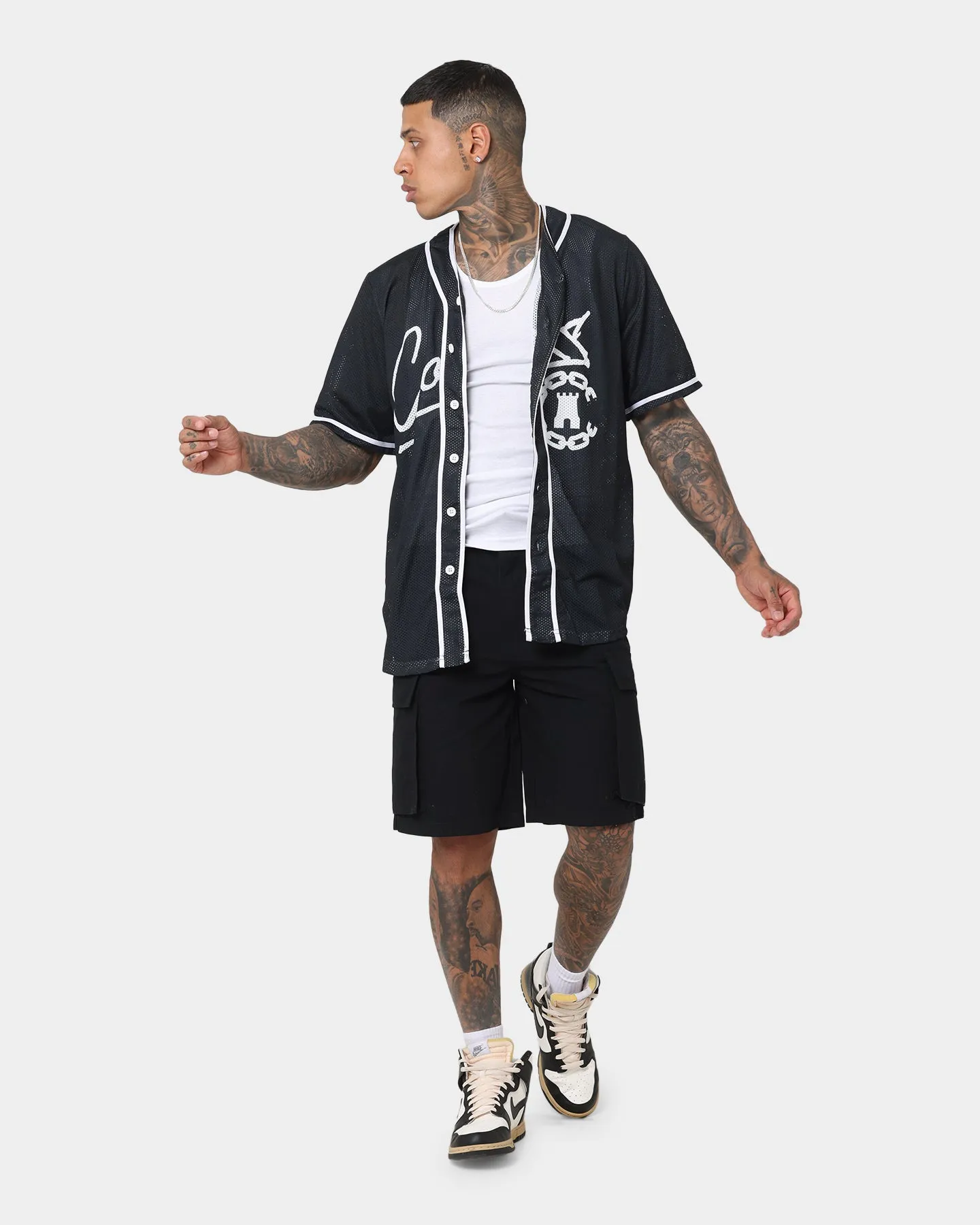 Crooks & Castles Script Mesh Baseball T-Shirt Black