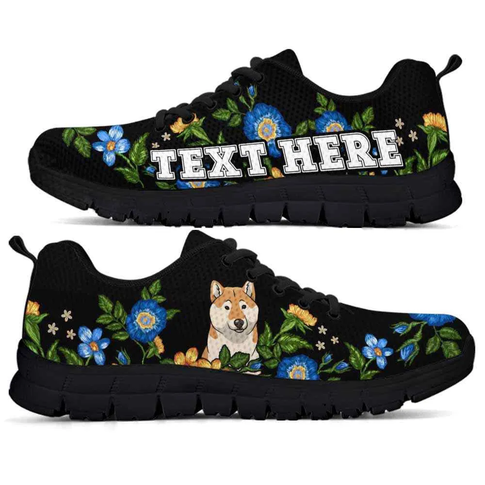 Custom Name Shiba Inu Sneaker, Shiba Inu Colorful Floral Flower Dog Lovers Sneakers Gym Running Shoes, Best Running Shoes