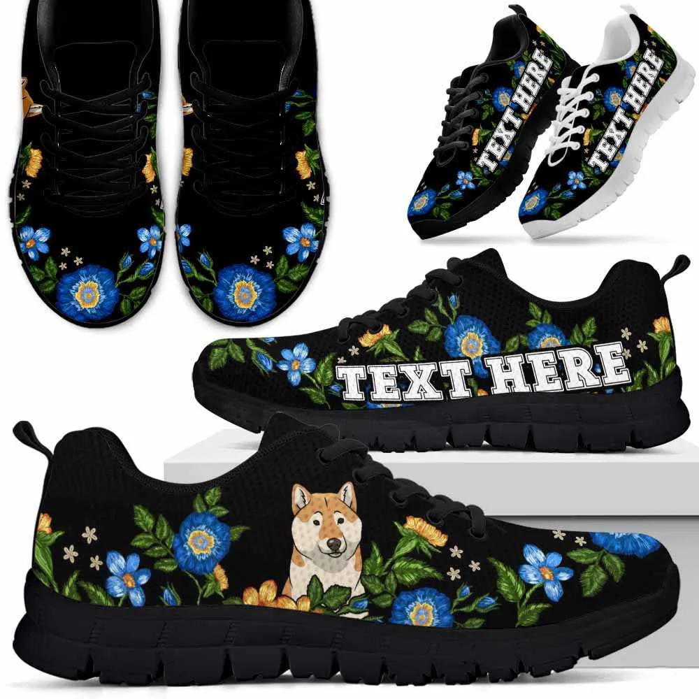 Custom Name Shiba Inu Sneaker, Shiba Inu Colorful Floral Flower Dog Lovers Sneakers Gym Running Shoes, Best Running Shoes