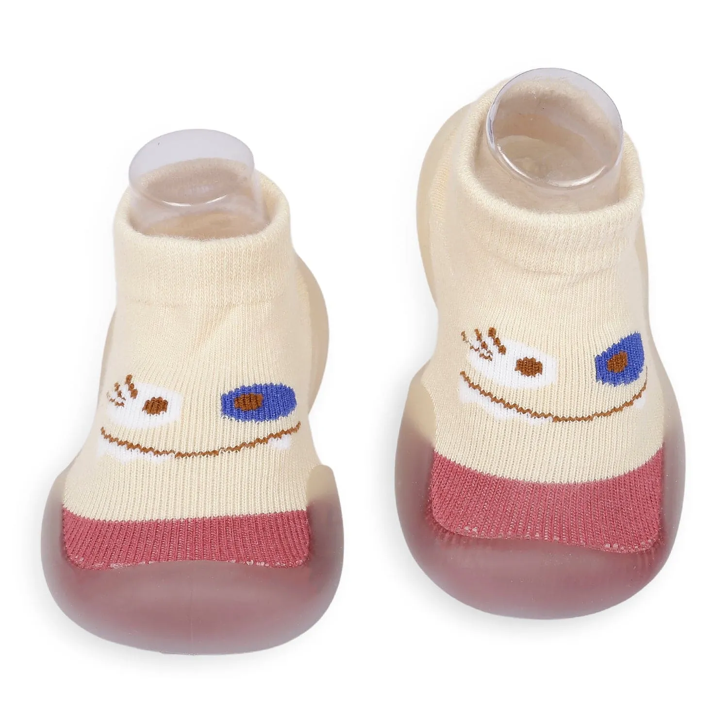 Cute Eye Anti-Skid Slip-On Rubber Sole Shoes - Cream, Maroon