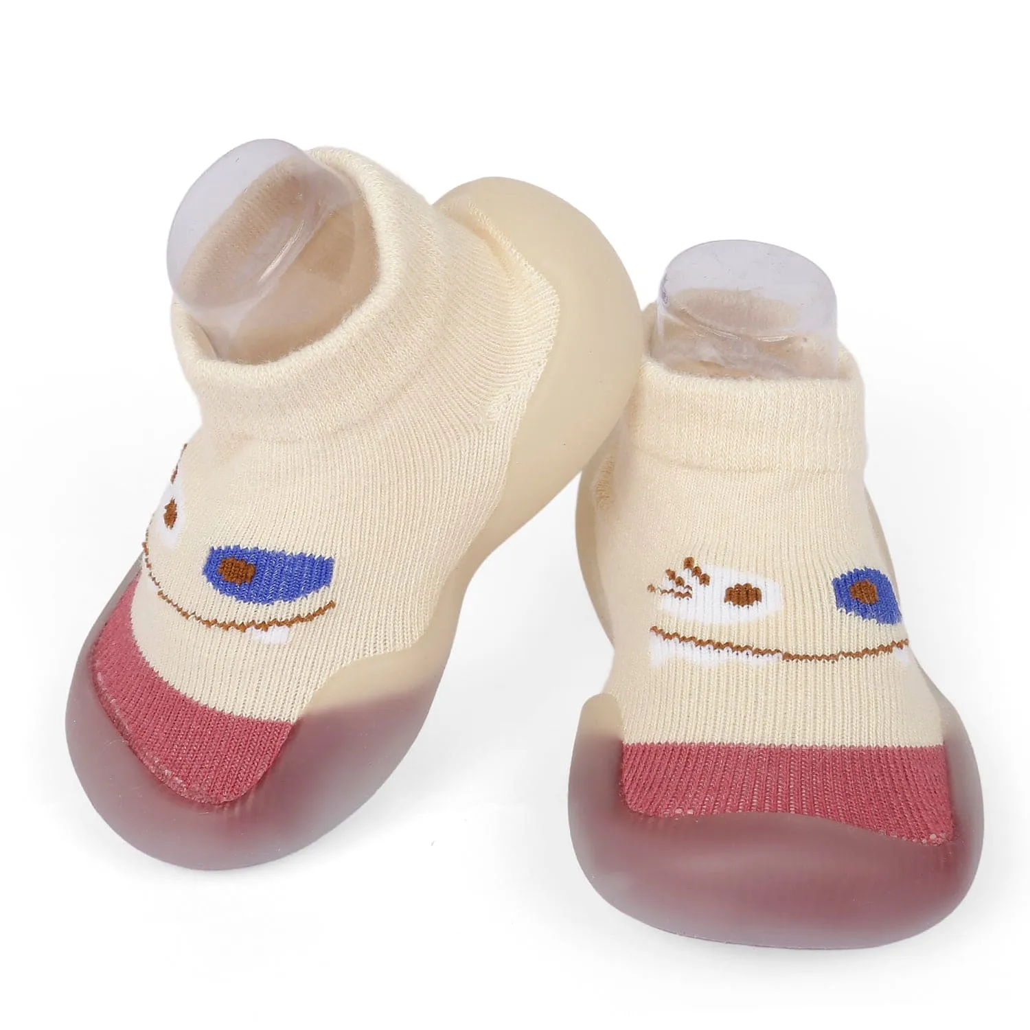 Cute Eye Anti-Skid Slip-On Rubber Sole Shoes - Cream, Maroon