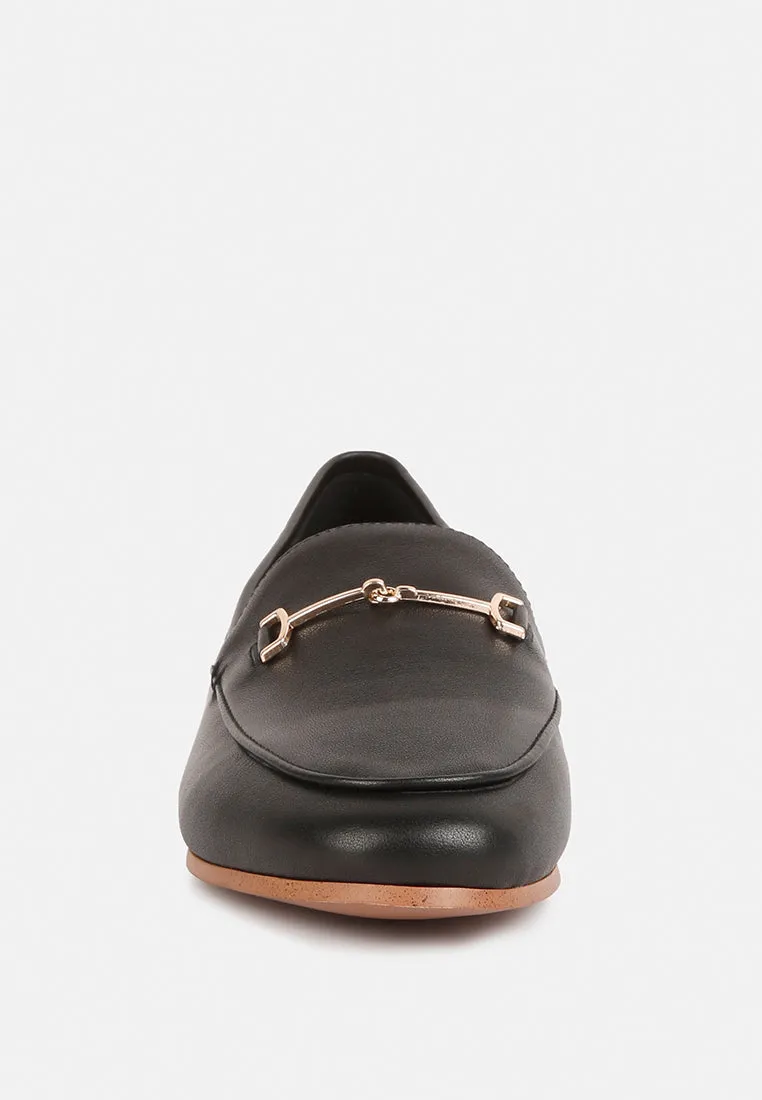 DARETH Horsebit Flat Heel Loafers in Black