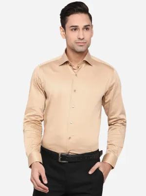 Dark Beige Solid Slim Fit Party Wear Shirt | Wyre