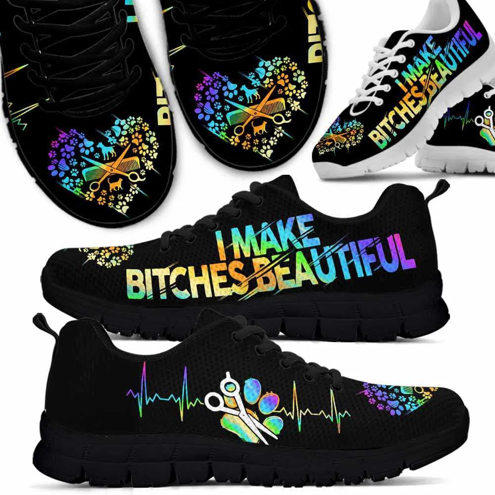 Dog Groomer Sneaker, Dog Groomer I Make Bitches Beautiful Heartbeat Sneakers Shoes, Best Running Shoes, Unique Gifts For Dog Lovers