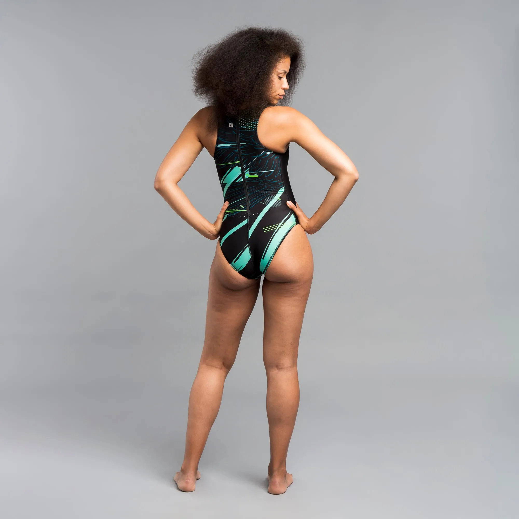 Eagle water polo swimsuit women's green WATKO, black / turquoise