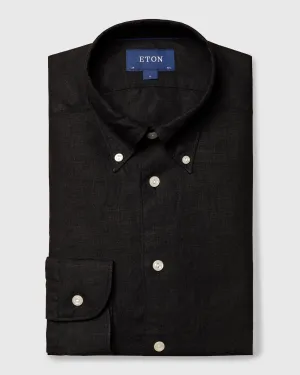 ETON 10000321818 BLACK SLIM LINEN SC SHIRT