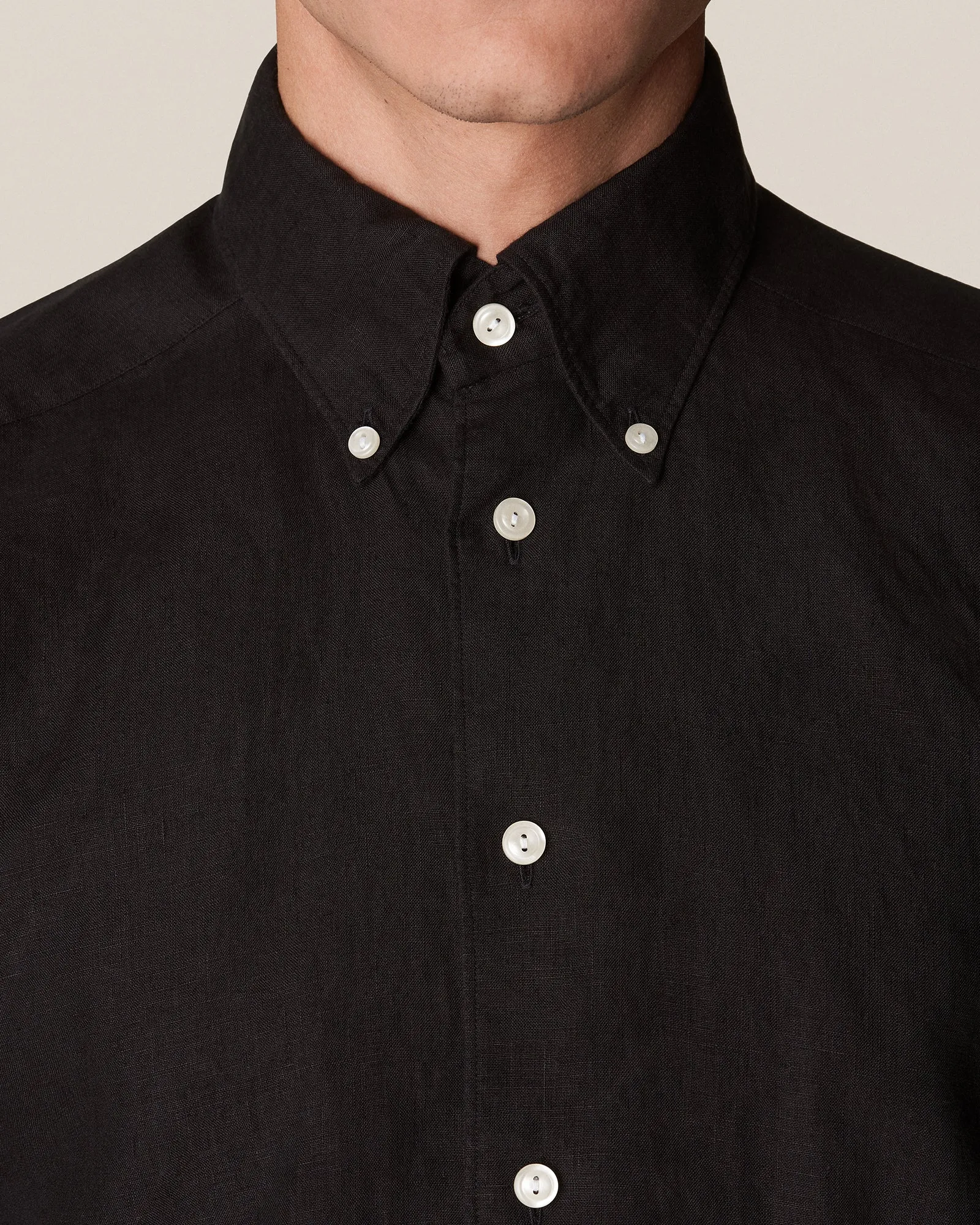 ETON 10000321818 BLACK SLIM LINEN SC SHIRT