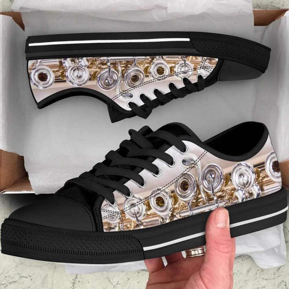 Flute Shortcut Low Top Music Shoes, Canvas Shoes Design, Low Top Sneaker