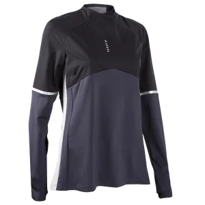 Football training sweatshirt T500 women's black KIPSTA, black/charcoal gray