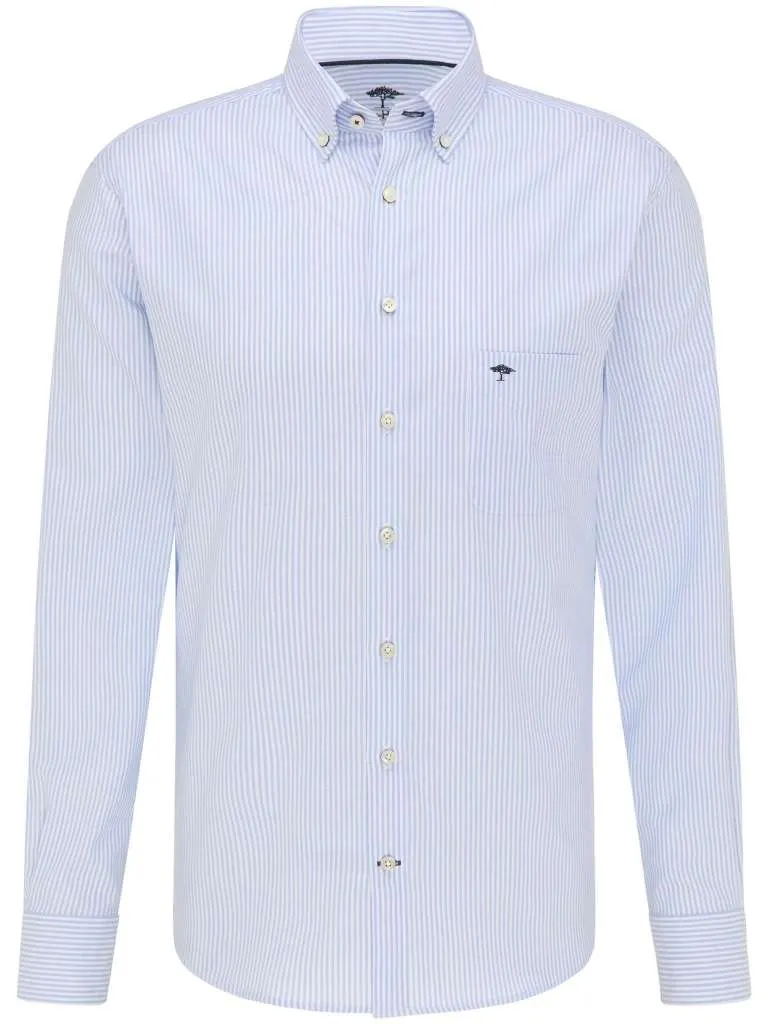 FYNCH HATTON ALL SEASON OXFORD SHIRT BLUE STRIPE 5530