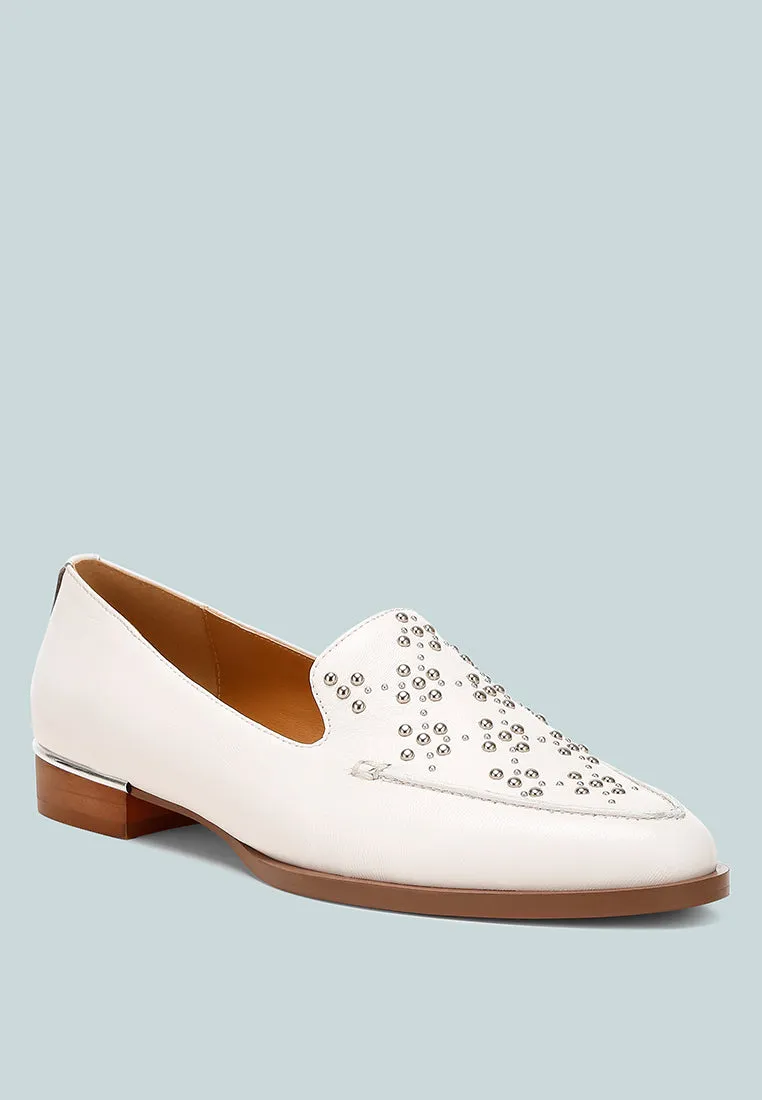 Gabassi Studded Genuine Leather Loafers