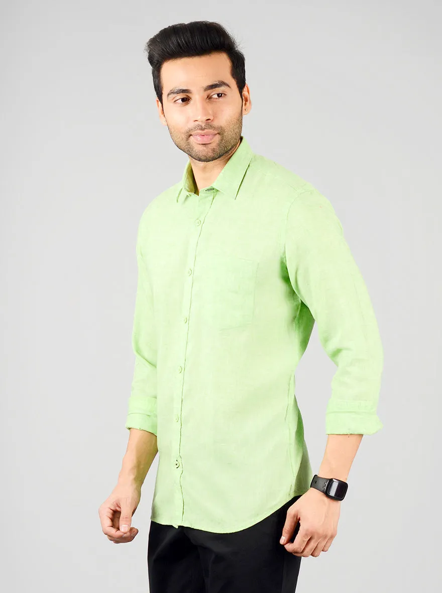 Green Solid Slim Fit Casual Shirt | JadeBlue