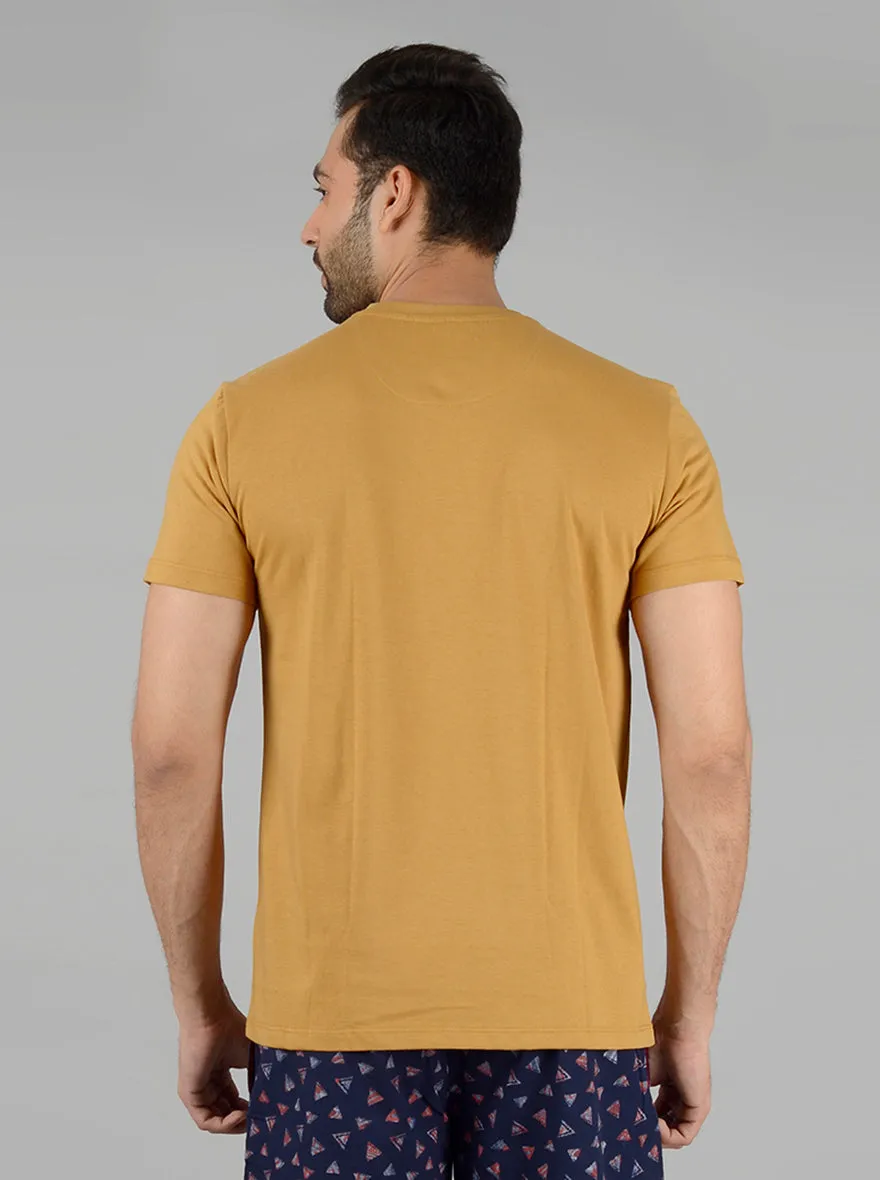 Khaki Solid Slim Fit T-Shirt | JadeBlue