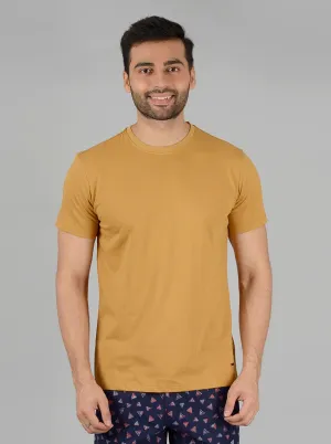 Khaki Solid Slim Fit T-Shirt | JadeBlue