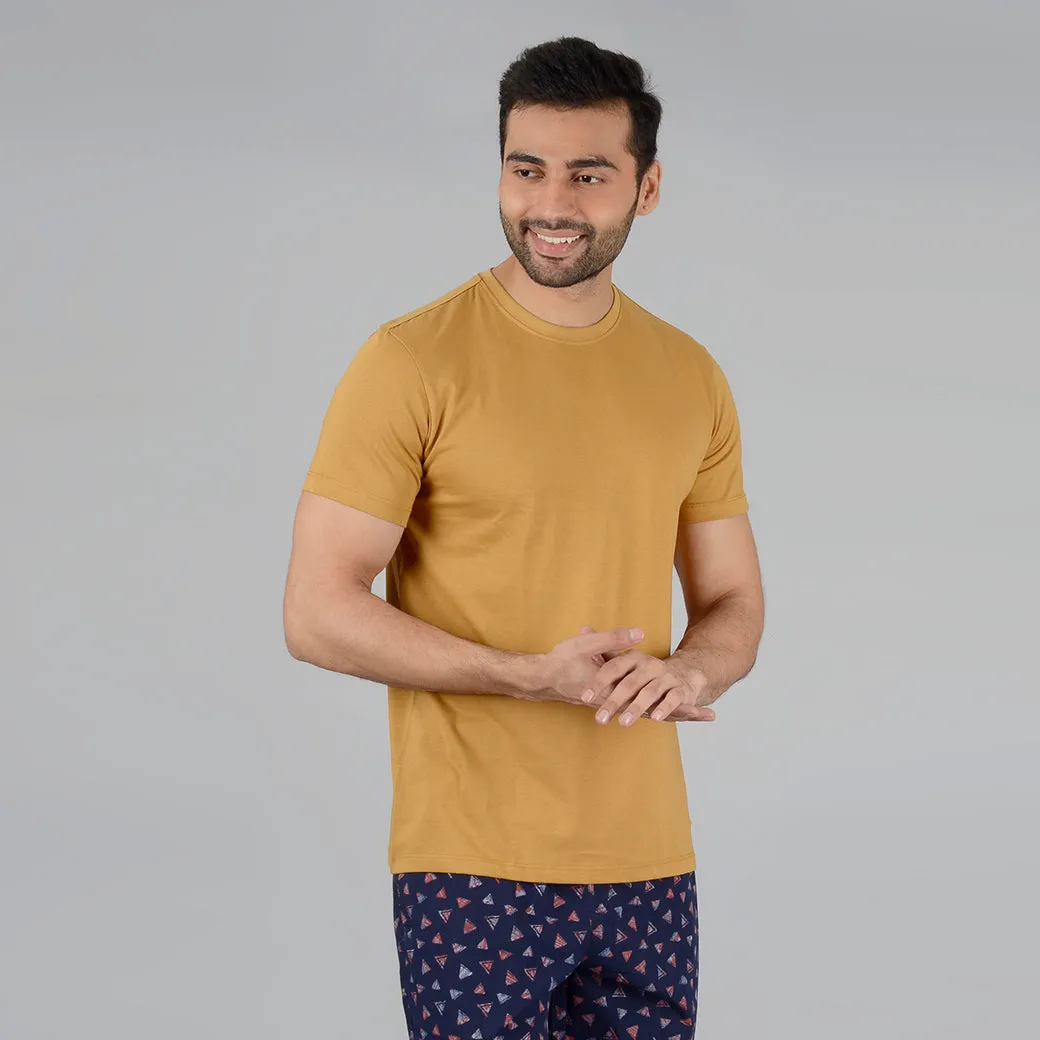 Khaki Solid Slim Fit T-Shirt | JadeBlue