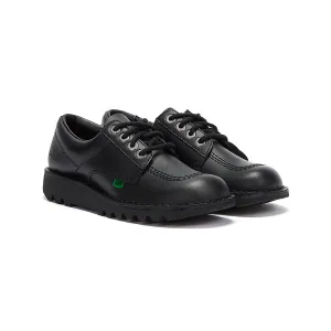 Kickers Kick Lo Youth Black Leather School Shoes