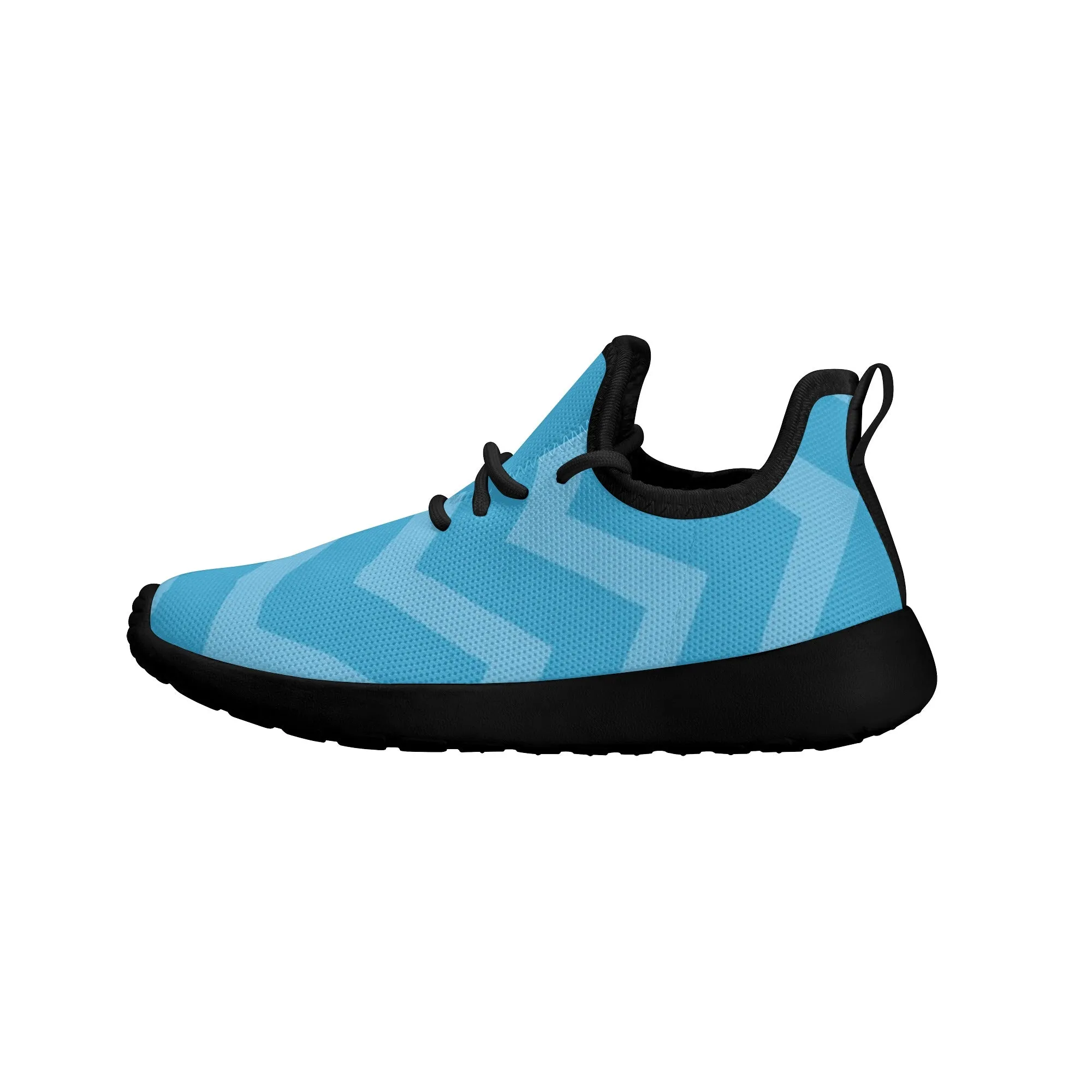 Kids Running Shoes | Mesh Knit Sneakers for kids 7-12 | Anime Slayer of Demon | Blue Zigzag Pattern