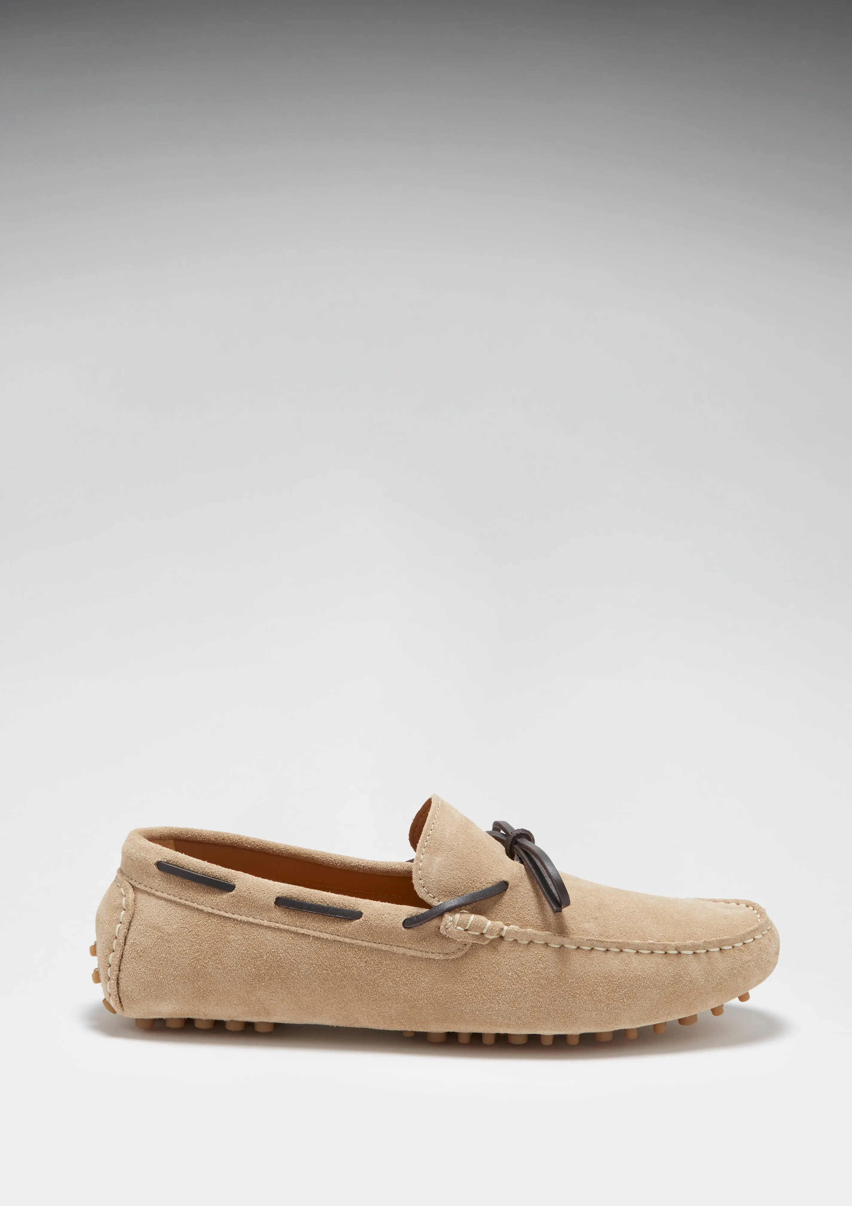 Laced Driving Loafers, taupe suede