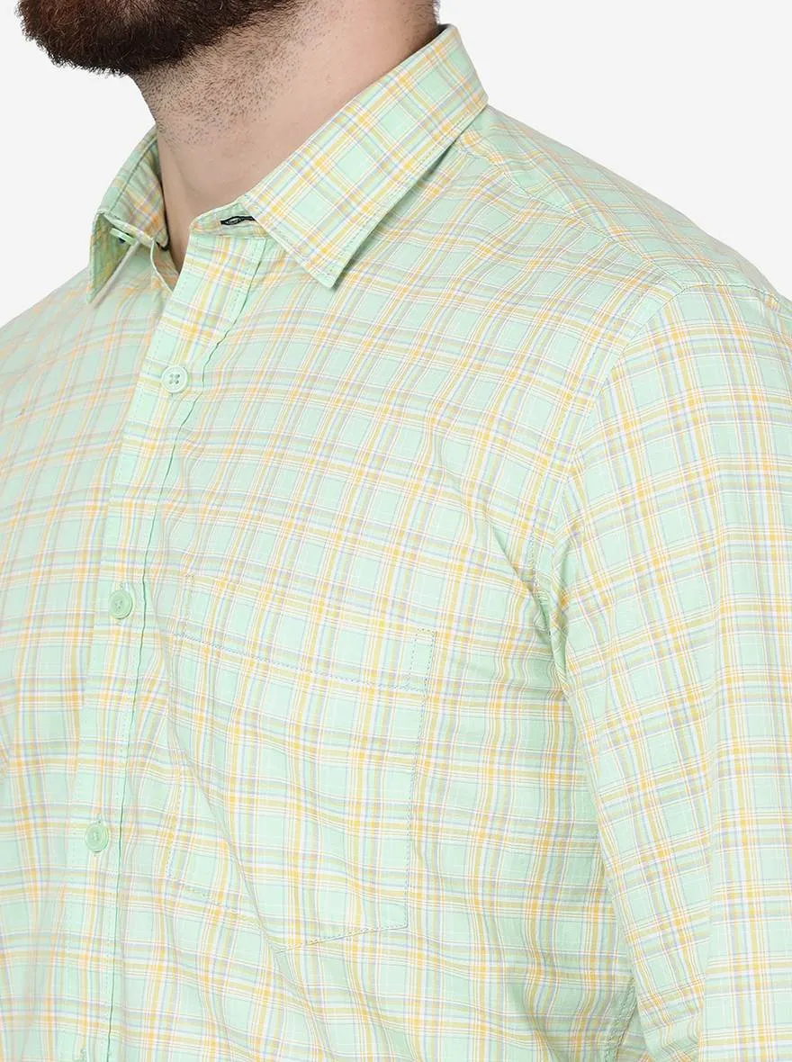 Lettuce Green Checked Slim Fit Semi Casual Shirt | JadeBlue