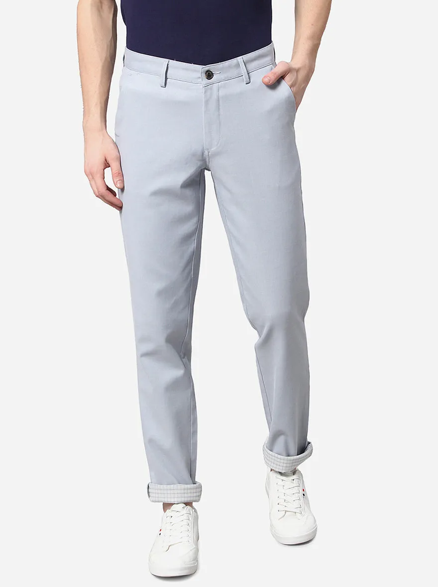 Light Blue Solid Uno Fit Casual Trouser | JadeBlue