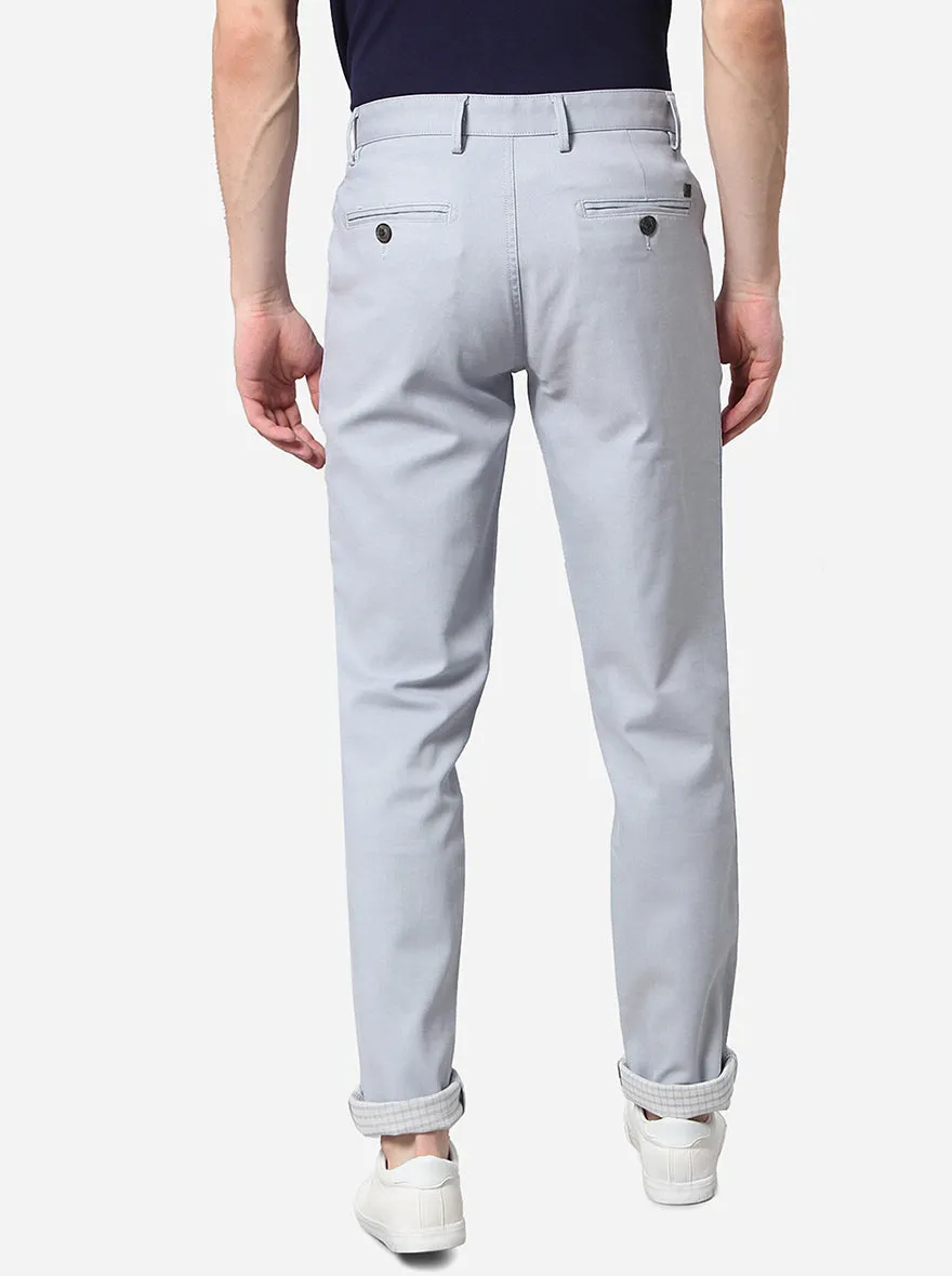 Light Blue Solid Uno Fit Casual Trouser | JadeBlue