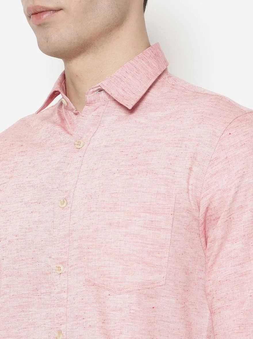 Light Pink Solid Slim Fit Semi Casual Shirt | Greenfibre