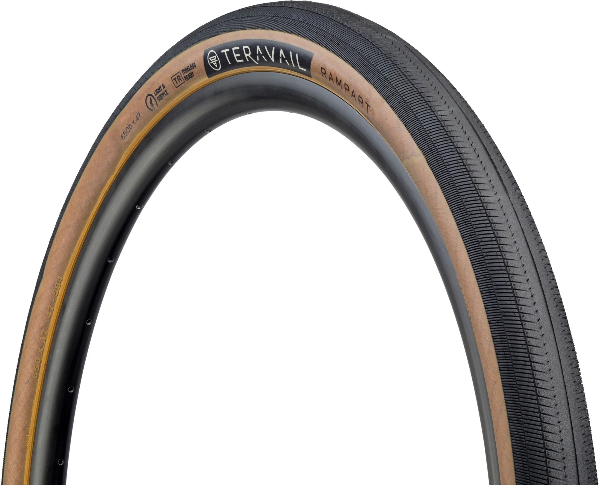 Lightweight and flexible Rampart Teravail tire, black